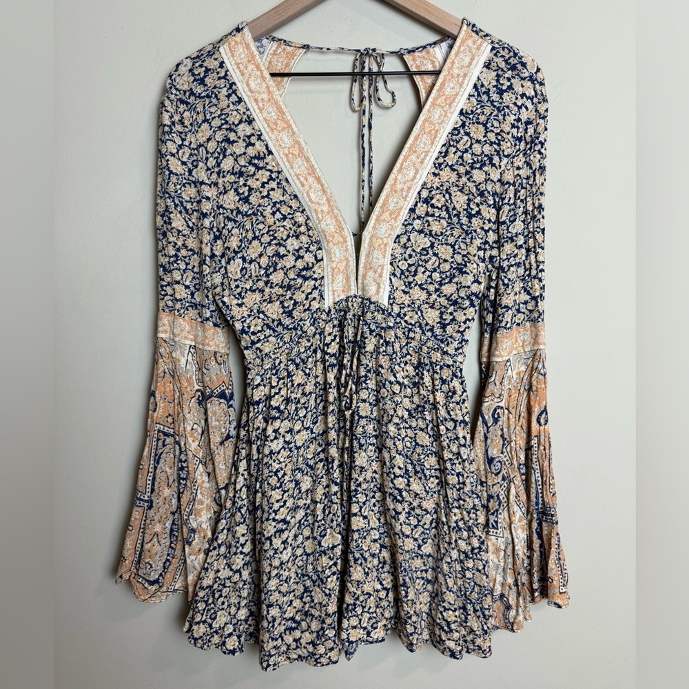 Free People Womens Once Upon a Summertime Romper Size XS Floral Boho Western